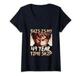 Womens 49 Years Of Time Skip Anime Ninja Samurai 49th Birthday V-Neck T-Shirt