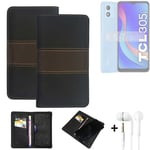 Phone Case + earphones for TCL 305i Wallet Cover Bookstyle protective