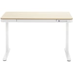 Bureau, meuble du bureau réglable en hauteur en bois coloris chêne et métal coloris blanc - longueur 120 x hauteur 72-122 x profondeur 60 cm