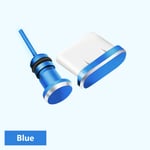 Jeu De Prises Anti-Poussière Pour Téléphone De Type C,Port Usb De Type C,Prise Jack Pour Écouteurs 3.5mm,Samsung,Huawei,Xiaomi,Iphone,Ipad,Apple - Type Blue