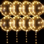 10st, Nya 60,96 Cm LED-ballonger Transparenta Helium Bobo-ballonger, Glow Bobo-ballonger med ljusslingor för alla hjärtans dag Halloween jul Warm 10 Packs