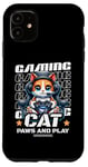 Coque pour iPhone 11 Paws And Play Jeu vidéo chat pour hommes, garçons, femmes, enfants