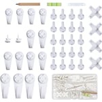 42pcs Accroche Tableau Sans Percer Blanc Fixation Murale Sans Percer Crochet en Plastique pour Accroche Cadre Crochet Tableau Cadre Photo Chapeau