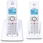 F530 Duo,Telephone Sans Fil Avec 2 Combines,Blocage D'Appels,Mains Libres Et Deux Memoires Directes Blanc/Gris