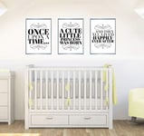 Once Upon A Time Set of 3 Quotes Baby Girls Nursery Decor Wall Art Poster Print - Size A3-297 x 420 mm