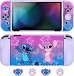 Coque De Protection Pour Switch Oled,Mince Souple Étuis De Protection Dockable Cover Avec Joycon Cover Et Capuchons Manettes,Absorption Des Chocs Cover De Protection-Violet Alien Monstre Oled