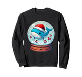 Blue Whale Santa Hat Christmas Snowball Xmas Festive Holiday Sweatshirt