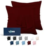 Dreamzie Taie Oreiller 65x65 Lot de 2 en Microfibre Certifiée Oeko-Tex - Housse de Coussin 65x65 Douce Et Brossée, Toucher Peau de Pêche - Bordeaux