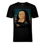 T-Shirt Homme Col Rond Mona Lisa La Joconde Fernando Botero Peinture Portrait Grosse Dame