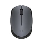 Logitech M170 Wireless Mouse, 2.4 GHz with USB Nano Receiver, Optical Tracking, 12-Months Battery Life, Ambidextrous, PC / Mac / Laptop - Black/Grey