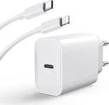 Chargeur Charge Rapide Pour Iphone 14/14 Pro/14 Pro Max/14 Plus 13 12 11 Se Xr X Xs 8 7, Ipad Air Mini, Airpods, 30 W Usb C Chargeur Rapide Avec 2 M Câble Usb C Rapide Tête Murale Adaptateur