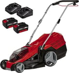 Einhell Power X-Change 36/43 Cordless Lawnmower With Battery (x2) and Charger (x2) - 36V Brushless Motor, 43cm Cutting Width, 63L Grass Box, 6 Cutting Heights, Mulching - GE-CM 36/43 Li M Lawn Mower