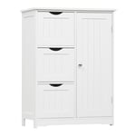 EUGAD Meuble de Salle de Bains, Commode de Salle de Bain Blanche, Meuble de Rangement avec 3 Tiroirs et 2 Compartiments Réglables, Armoire pour Salle de Bain/Chambre/Couloir/Cuisine, MDF, 60x30x81cm