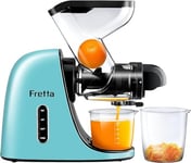 Slow Masticating Juicer, Fretta Cold Press Juicer with 2 Speed Modes & Quiet Motor,Juicer Machines Vegetable and Fruit with Reverse Function,Celery Juicer,BPA-Free,Easy to Clean, light blue