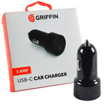 Griffin 3Amp USB-C 15w Fast In-Car Charger For iPhone 15/14/13/12 Pro Max Mini