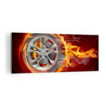 Impression sur Toile 120x50cm Tableaux Image Photo Wheel Flames Rim Decoration