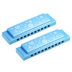 Translucent Harmonica Assorted Colors 10 Holes Blue ABS Harp Mouth 2Pcs