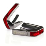 Thalia Exotic Series Shell Collection Capo ~ Black Chrome with Red Angel Wing In