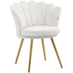 HOMCOM Fauteuil Coquillage Chaise Coiffeuse Fauteuil en Velours Fauteuil de Salon avec Pieds en métal doré pour Salon Chambre et Salle à Manger 67l x 64P x 77H cm crème