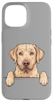 iPhone 15 Cute Yellow Lab Peeking Puppy Funny Labrador Dog Lover Case