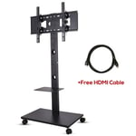 For 32-70" Mobile TV Stand Mount Swivel Bracket Trolley+ HD cable Floating Shelf