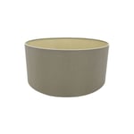 Inspired Deco - Sigma - Cylindre rond, abat-jour en tissu double soie 400 x 180 mm, taupe, halo or