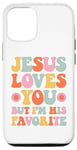 Coque pour iPhone 12/12 Pro Retro Groovy Jesus t'aime mais je suis son chrétien préféré