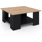 Idmarket - Table basse carrée eli noire plateau façon hêtre