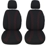 Housses de siège sur Mesure pour sièges de Voiture compatibles avec Ford Tourneo Transit Courier 2014 conducteur et Passager Housse de siège FB : N302 (Noir/Coutures Rouges)