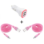 Pack Voiture Pour Iphone Xr Lightning (2 Cables Smiley + Double Adaptateur Led Allume Cigare) Apple - Rose