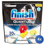 4x Finish Dishwasher Tablets 20 Pcs Quantum Lemon