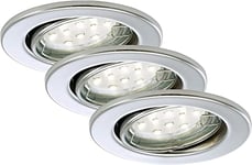 Briloner Leuchten 7225-038 Encastrable LED, plafonnier, Spots, orientable, Chrome, GU10, 3 W, Blanc Chaud