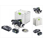 Hkc 55 EB-Basic Scie circulaire sans fil 18 v 160 mm Brushless + 1x batterie 5,0 Ah + chargeur + Systainer - Festool