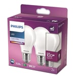 Philips ampoule LED Standard E27 100W Blanc Froid Dépolie, Verre, Lot de 2