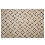 Tapis 200 x 300 cm en Polyester Beige et Noir à Motif Quadrillé Poil Ras Midyat