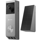 EZVIZ Dual-Lens Doorbell Camera Wireless, NO Monthly Fee, 32 GB Local Storage, Human/Package Detection, Wired/Battery Powered, Solar Panel Included, 2K Video, Colour Night Vision, Alexa (EP3x Pro)