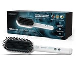 REVAMP Deepform Ceramic Straightening Brush - Hair Straightening Paddle Hot Brush, Ionic Technology, Extra Long Heated Bristles for Frizz Free Hair, Oil Infused for Salon Professional Shine, White