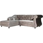 Habitat Et Jardin - Canapé d'angle tissu chesterfield 'Aliza' - 5 places - Taupe clair