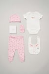 Rock A Bye Baby Girl Cotton 6-Piece Gift Set - Blush - Size Newborn