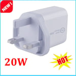 20W USB-C Fast Wall Charger Power Adapter UK Plug for iPhone 12/11/8/ Pro iPad