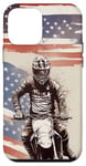 Coque pour iPhone 12 mini Drapeau américain vintage Dirt Bike Motocross Dirt Track Racing