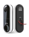 Arlo WIRED Video Doorbell Security Camera, HD Video, 2 Way Audio, Motion Detection, Built-in Siren, Night Vision, Existing Doorbell Wiring Required, with Free Trial of Arlo Secure Plan, White