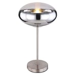 Globo Lampe de table ronde et chromée avec câble de 1,5 m Nickel mat et verre transparent