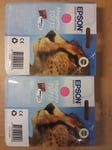 2 X Genuine Epson T0713 Magenta Ink Cartridge