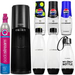 Sodastream Terra svart vatten carbonator 3 flaskor + 3 Pepsi sirap