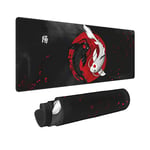 Japanese Yin and Yang Koi Carp Fish Black Red Mouse Pad XL Extended Desk Mat, Non Slip Rubber Base Stitched Edge Gaming Pc Desktop Large Mice Pad,31.5 x 11.8 Inch