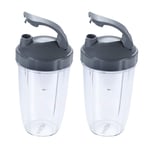 DRELD 2 Pack 24oz Cups with Flip Top to-Go Lid Compatible with Nutribullet 600W 900W Blender Juicer (24oz)