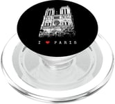 Notre-Dame de Paris Cathédrale Vintage J'aime I Love Paris PopSockets PopGrip pour MagSafe