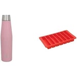 BUILT Apex - Bouteille Isotherme avec Bouchon Hermétique, 100% Réutilisable, Sans BPA, Gourde en Acier Inoxydable 18/10, 540 ml, Rose Pâle + Bac à Glaçons pour Bouteilles, Flexible, sans BPA