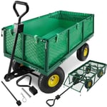 TECTAKE Chariot de Jardin + Bâche + Plateau Amovible Charge Maximum 550 Kg - Vert